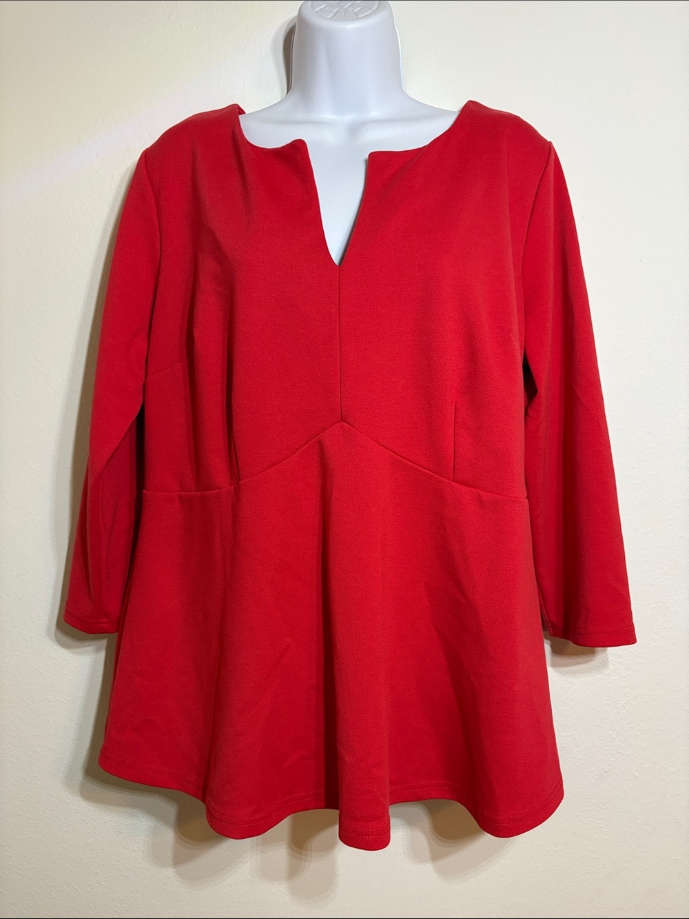 Eloquii Red Notch-Neck Swing Tunic